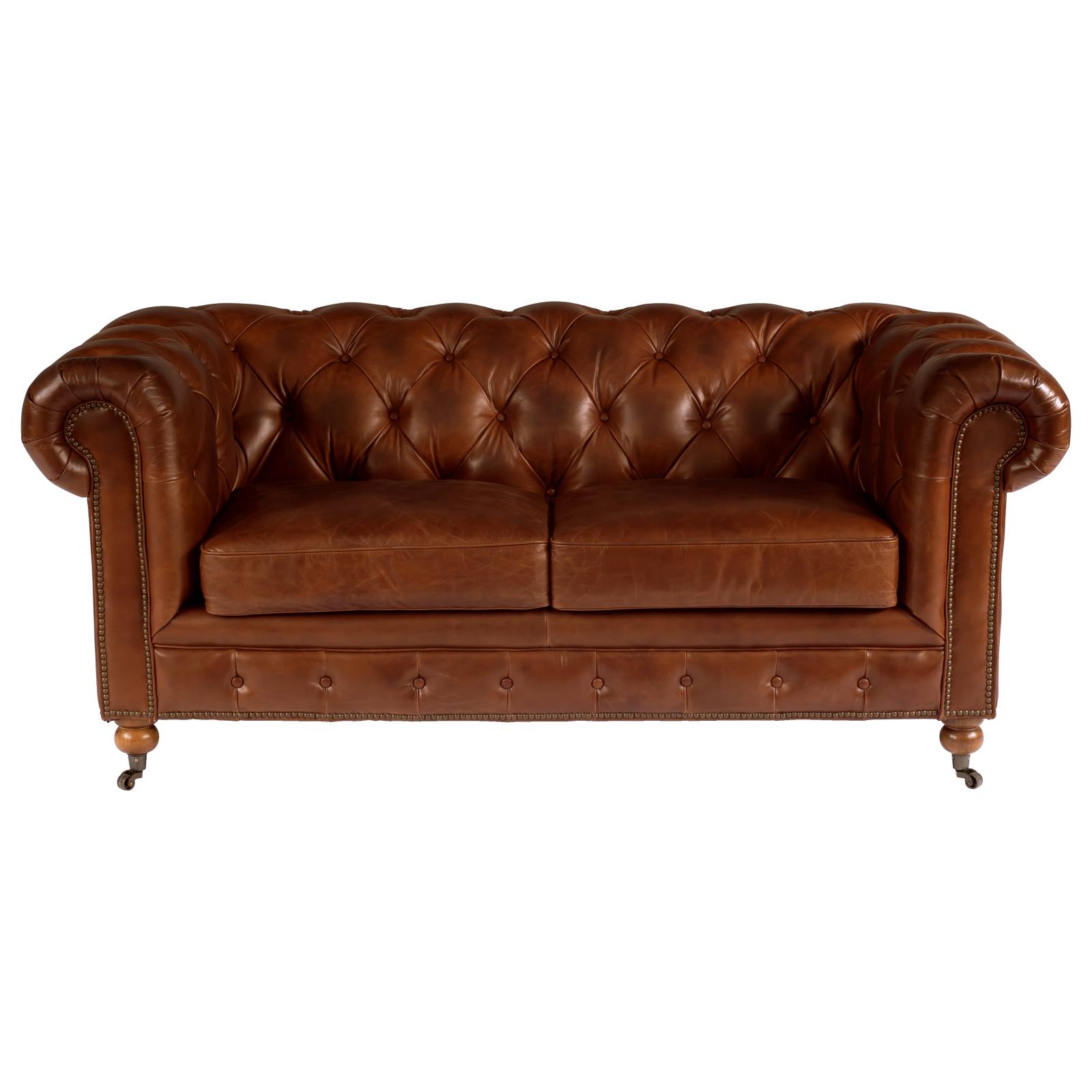 Sheffield 2 Seater Leather Sofa, Vintage Whiskey