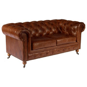 Sheffield 2 Seater Leather Sofa, Vintage Whiskey