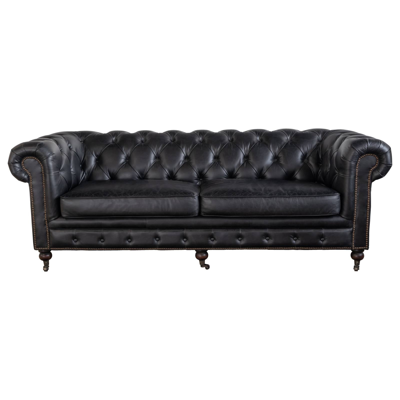 Sheffield 3 Seater Leather Sofa Black