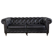 Sheffield 3 Seater Leather Sofa Black