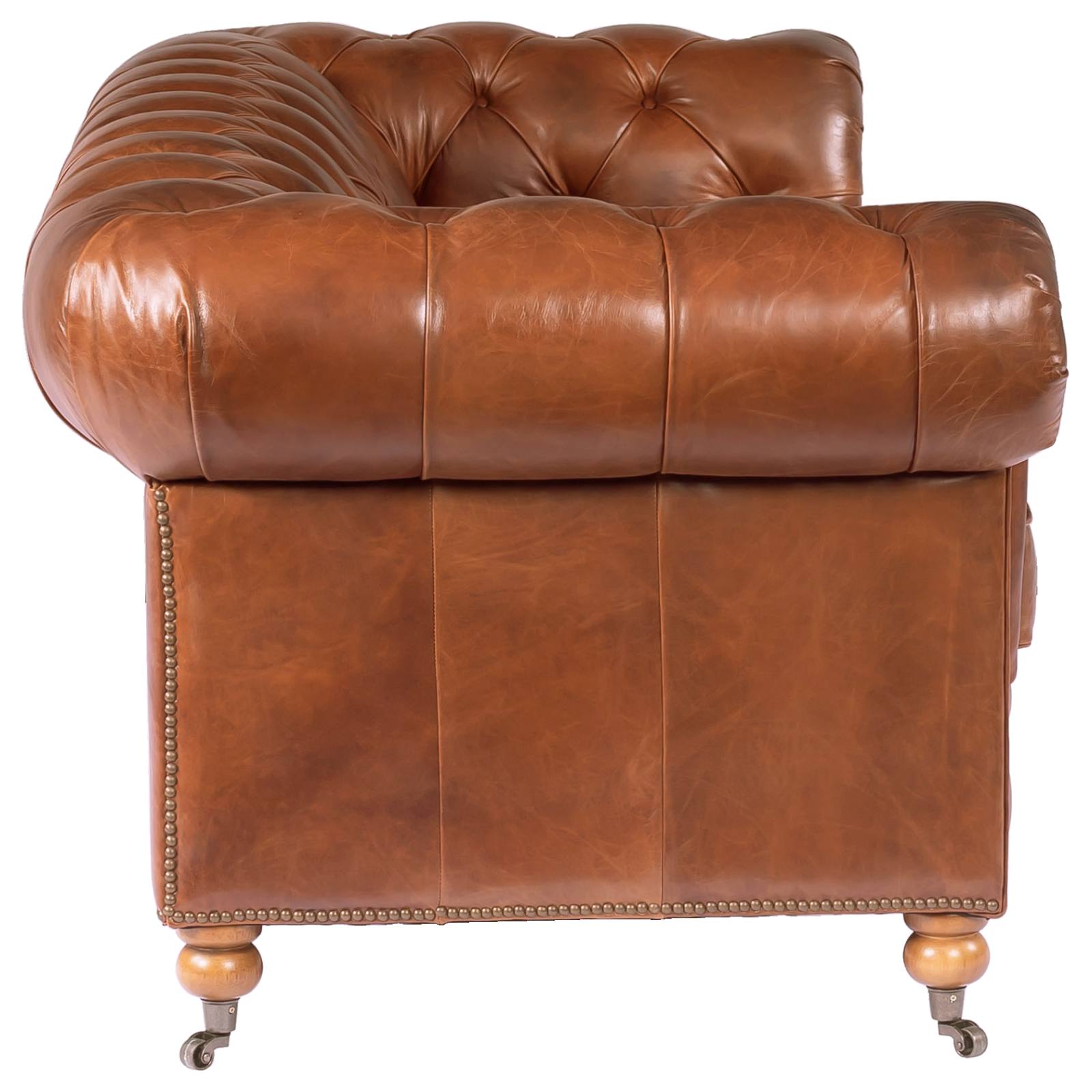 Sheffield 3 Seater Leather Sofa, Vintage Whiskey