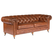 Sheffield 3 Seater Leather Sofa, Vintage Whiskey