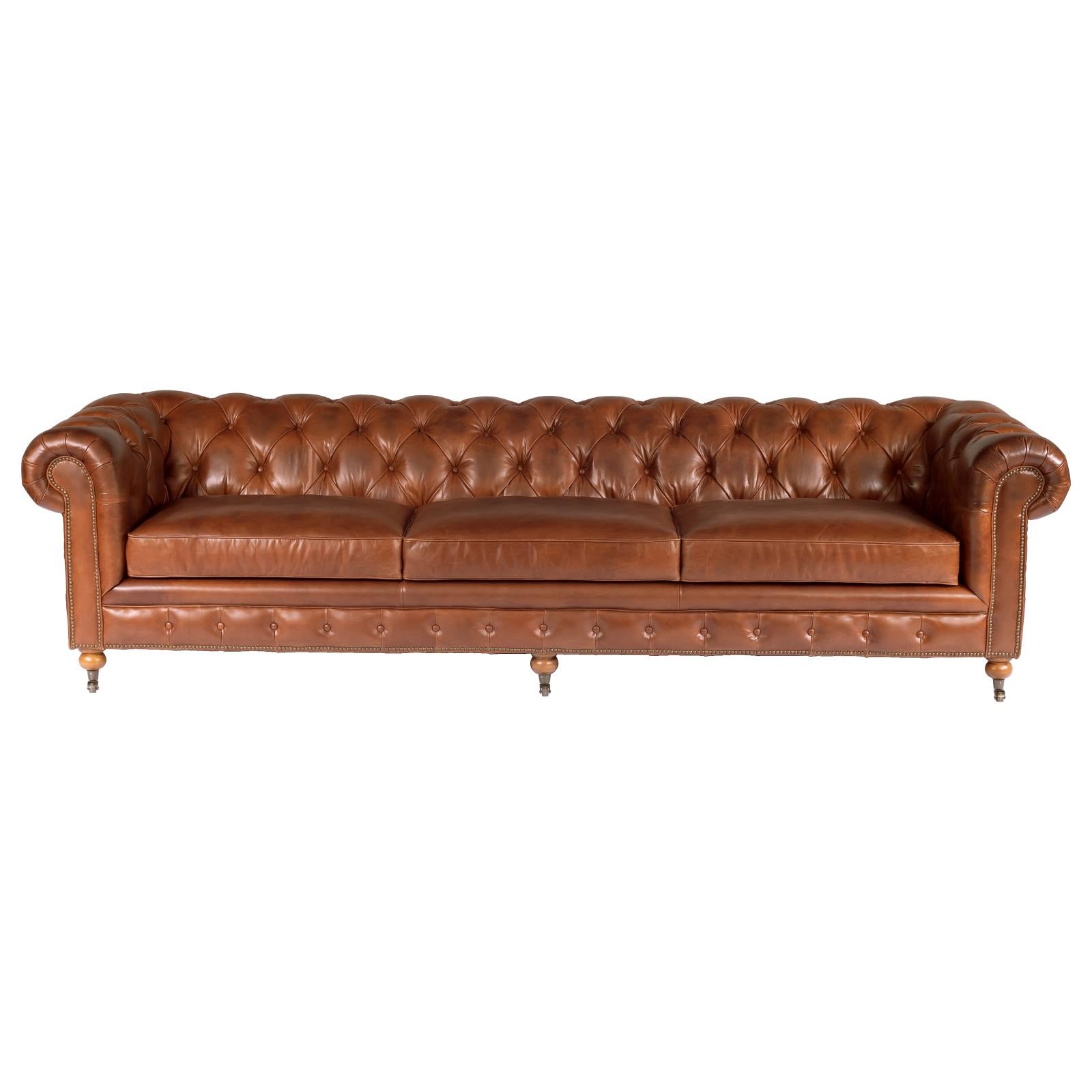 Sheffield 4 Seater Leather Sofa, Vintage Whiskey