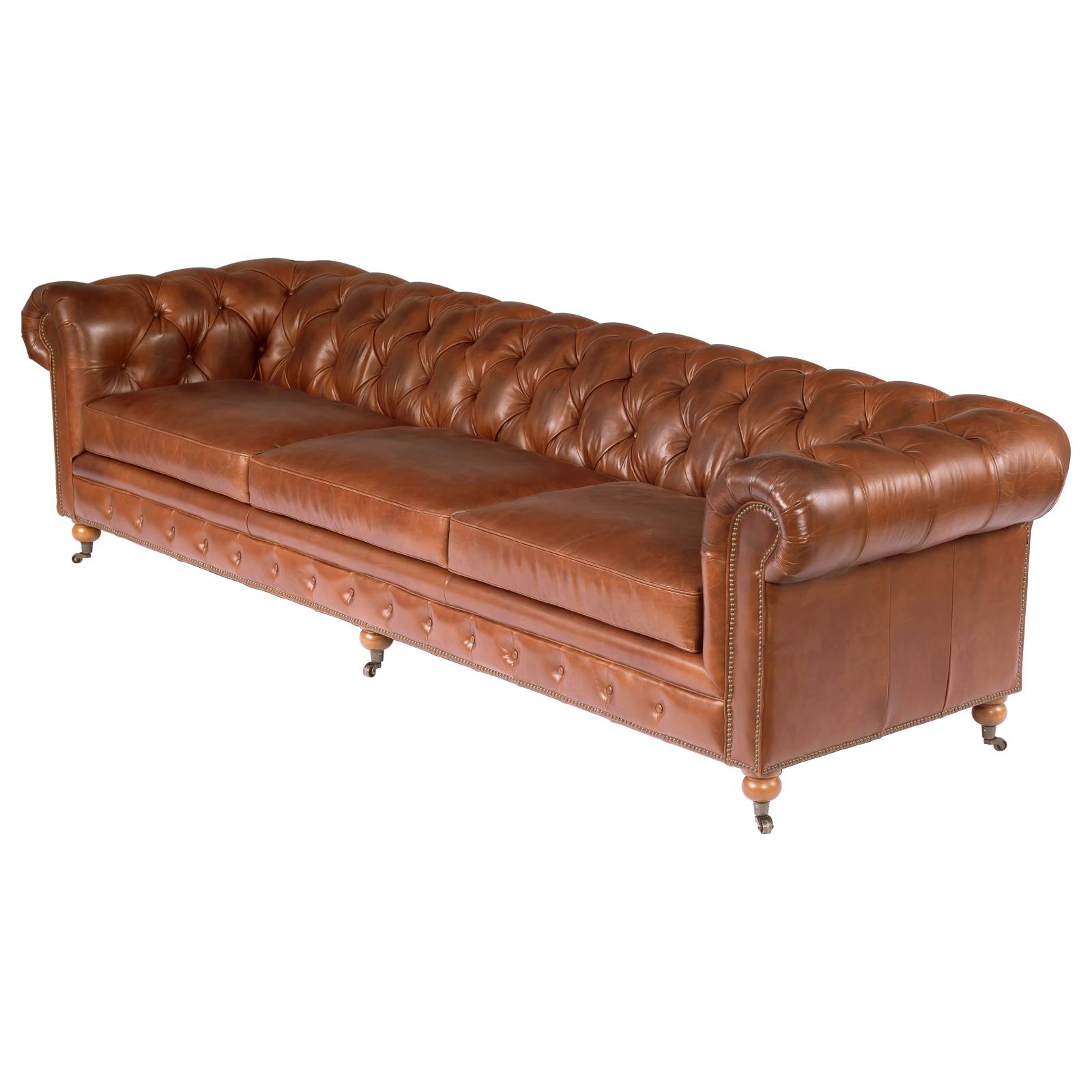 Sheffield 4 Seater Leather Sofa, Vintage Whiskey