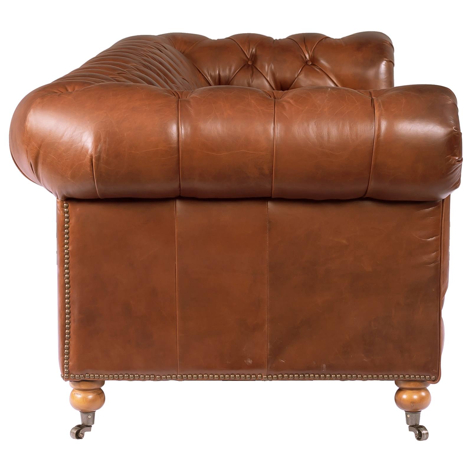 Sheffield 4 Seater Leather Sofa, Vintage Whiskey
