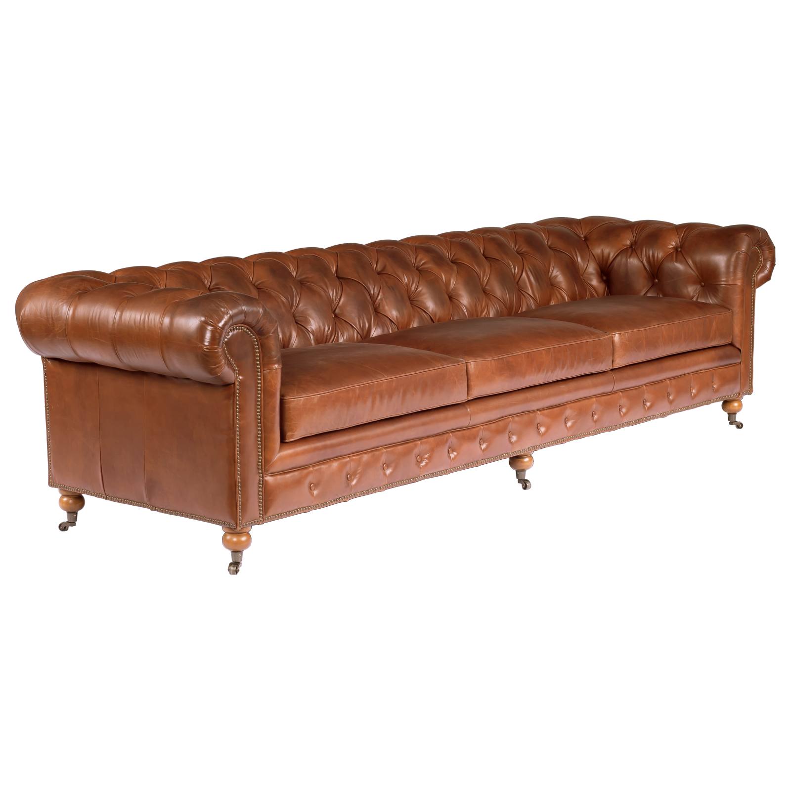 Sheffield 4 Seater Leather Sofa, Vintage Whiskey