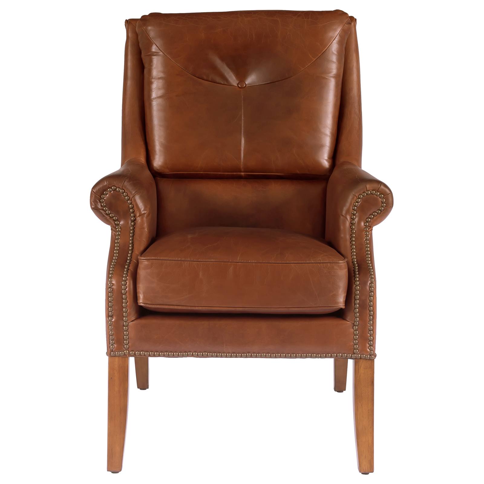 Button Leather Armchair, Vintage Whiskey