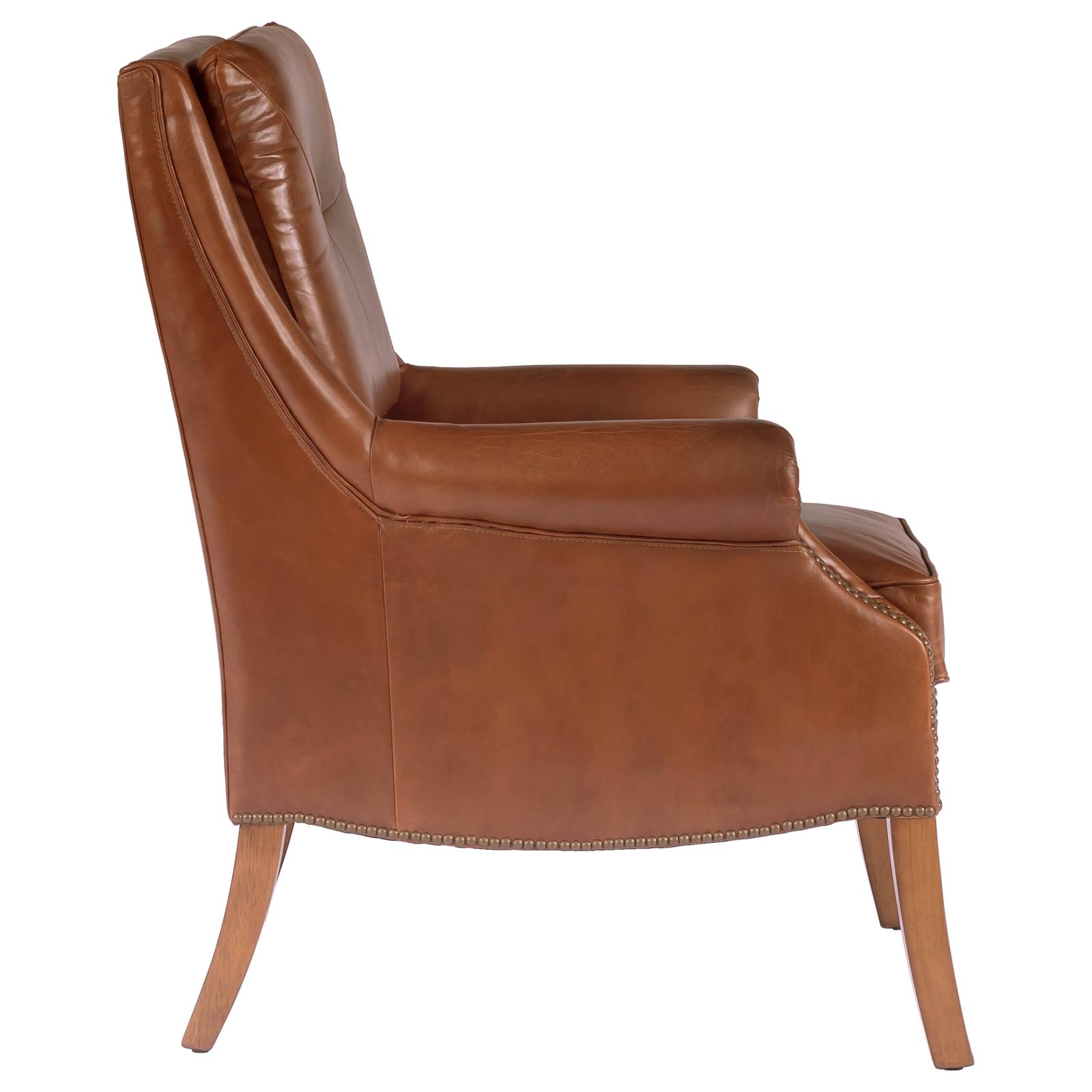 Button Leather Armchair, Vintage Whiskey