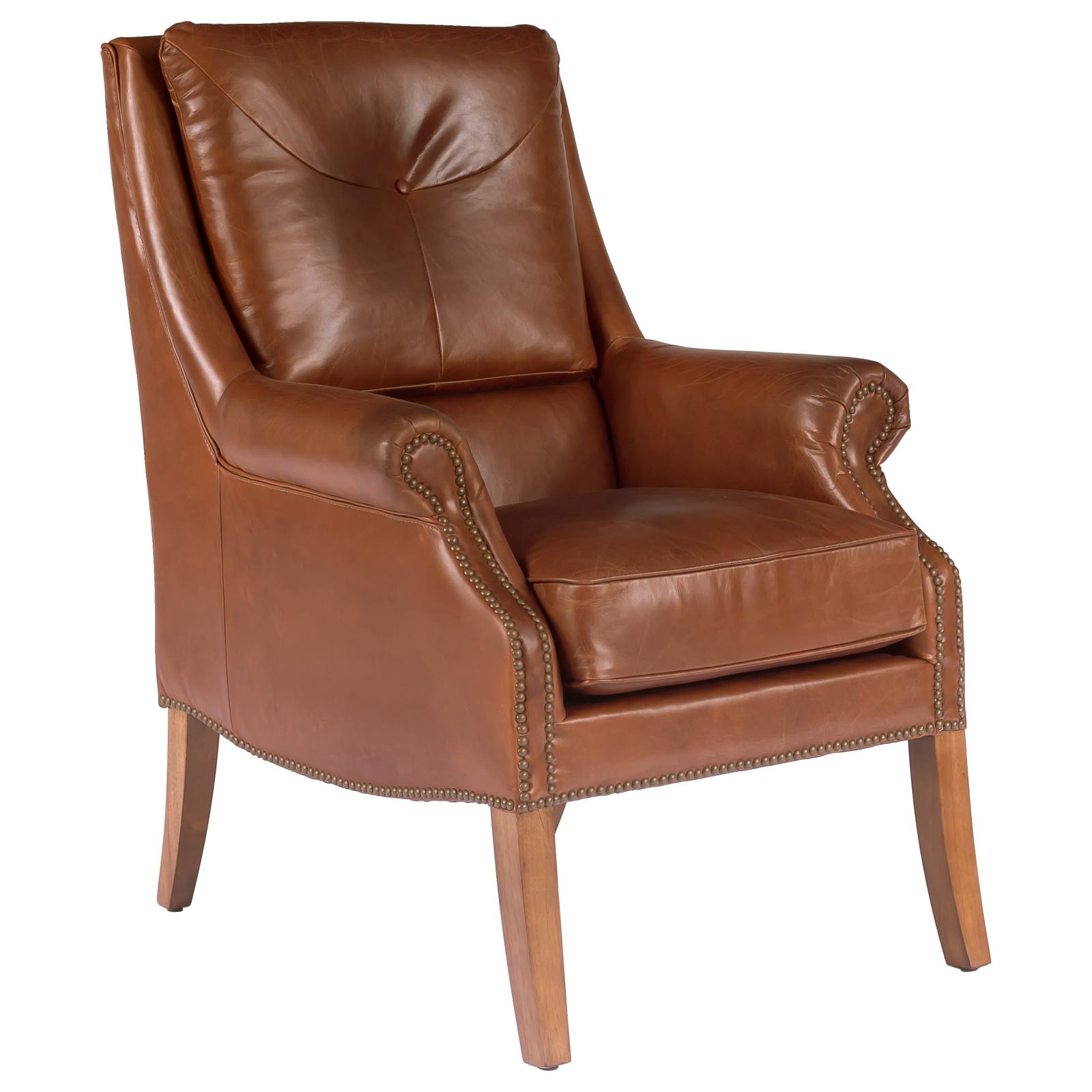 Button Leather Armchair, Vintage Whiskey