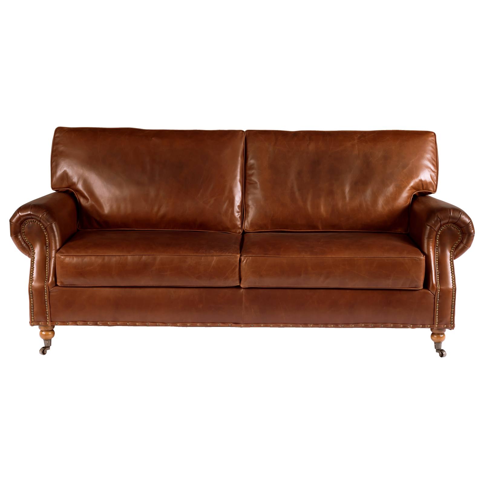 Stamford 3 Seater Leather Sofa, Vintage Whiskey