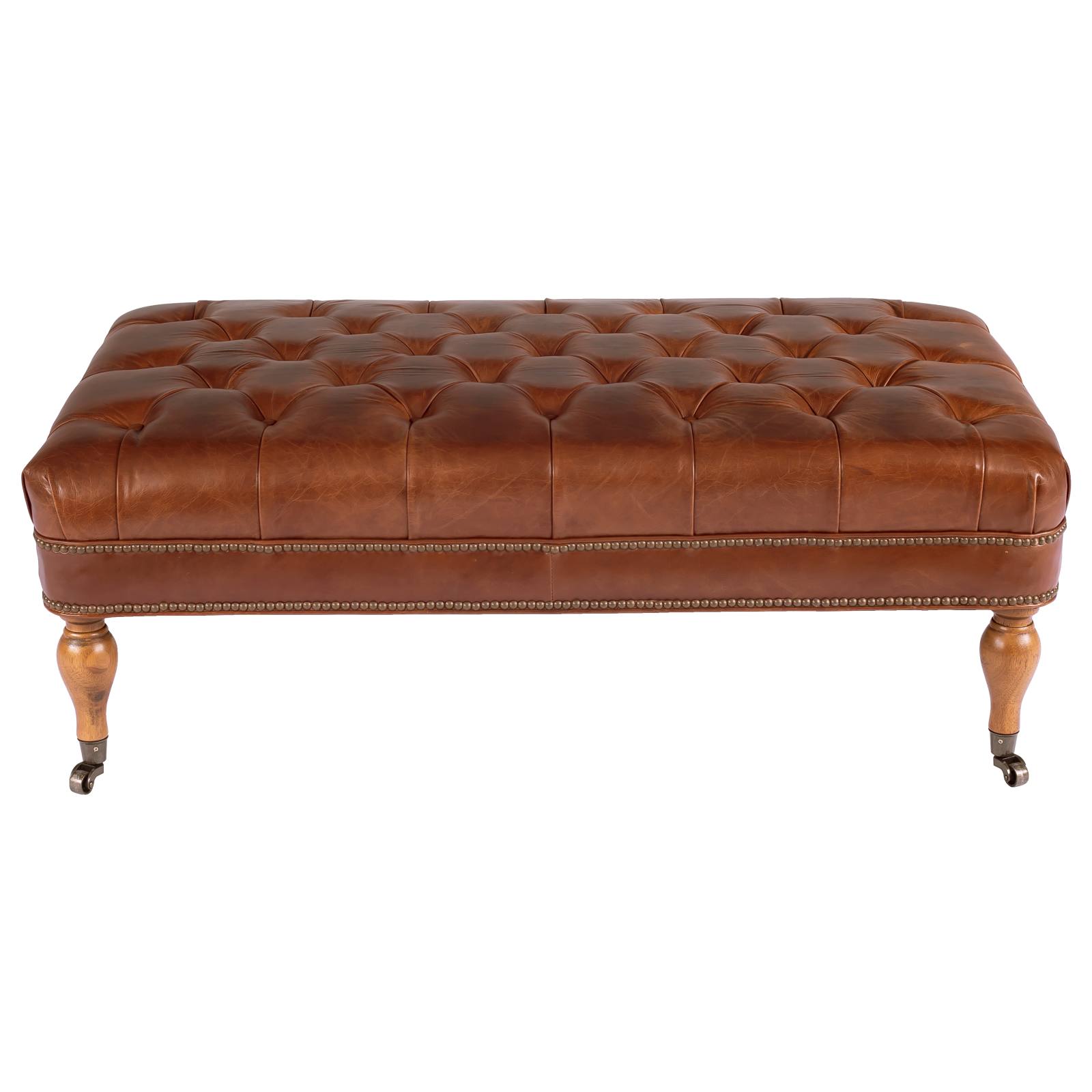 Georgia Leather Bench, Vintage Whiskey