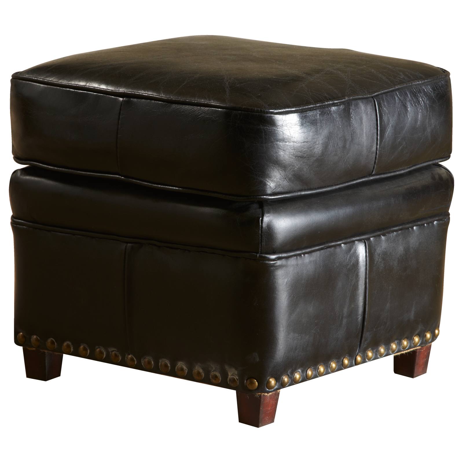 Newton Leather Ottoman, Belon Black