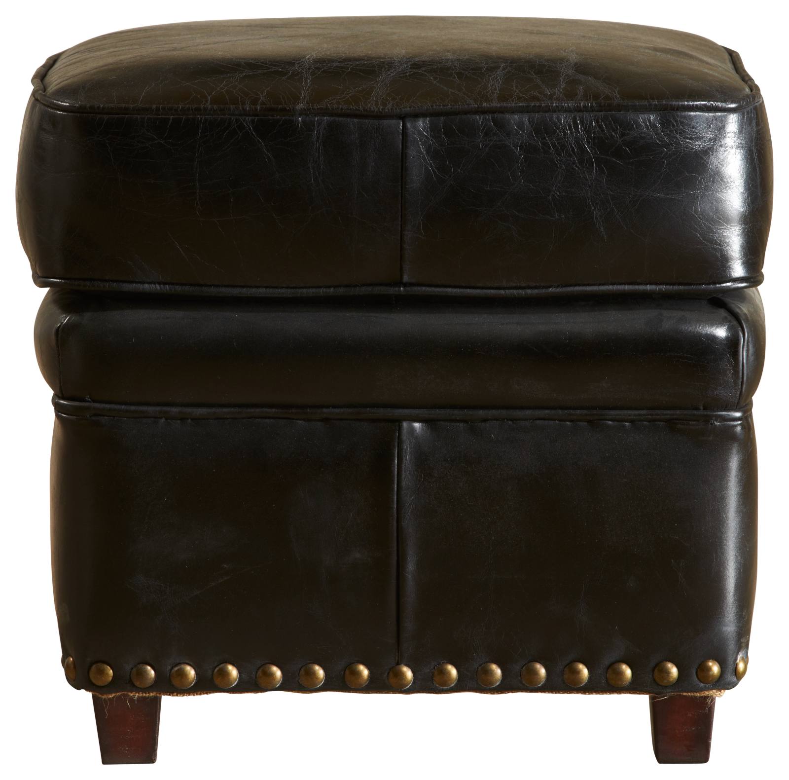 Newton Leather Ottoman, Belon Black