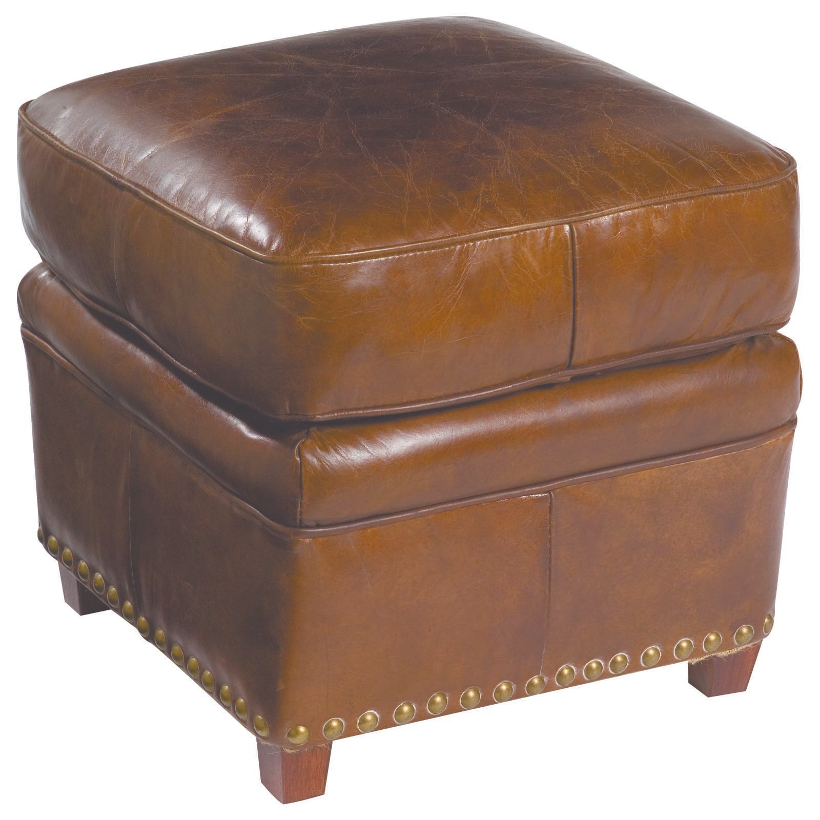 Newton Leather Ottoman, Vintage Cigar