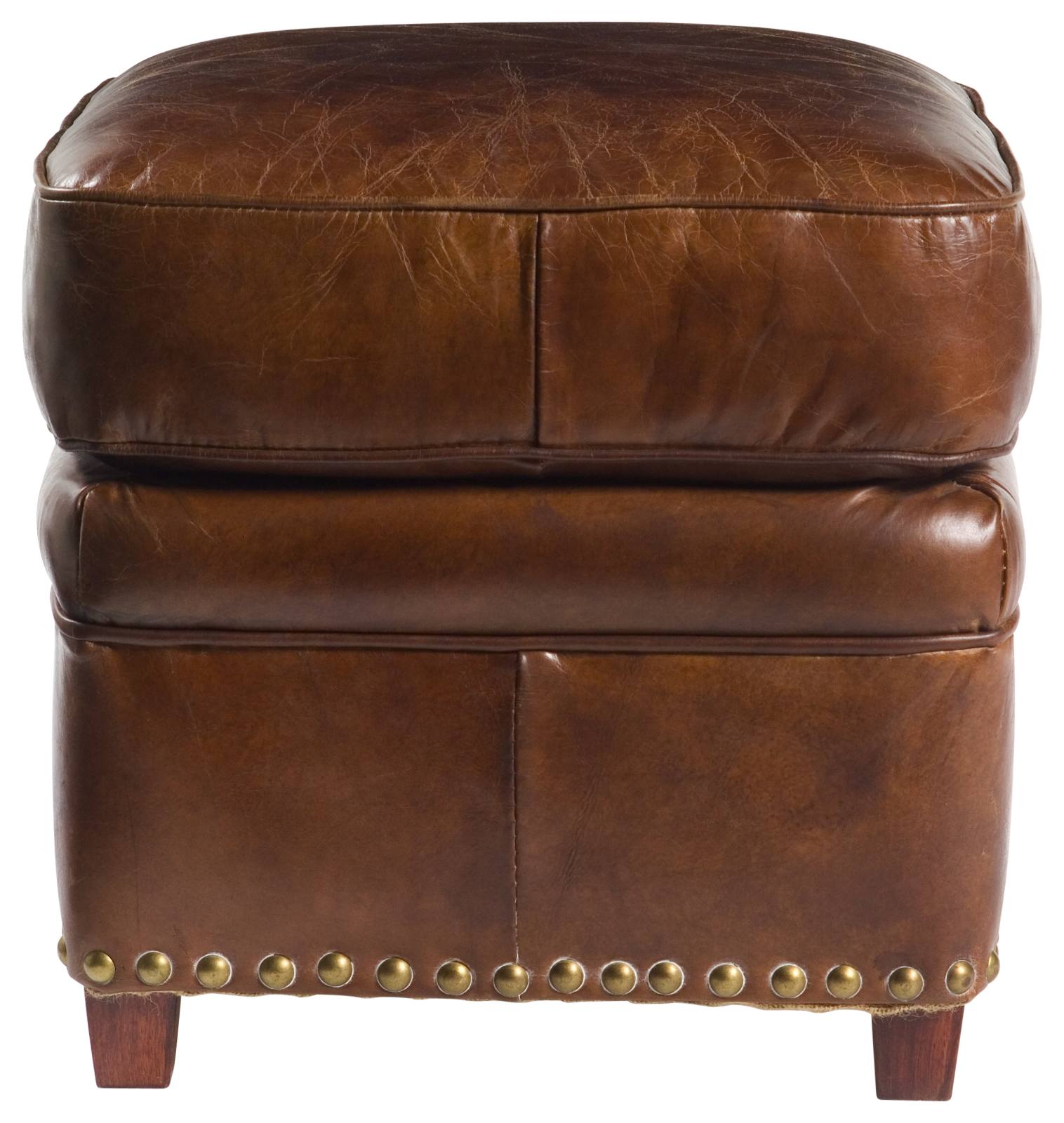 Newton Leather Ottoman, Vintage Cigar
