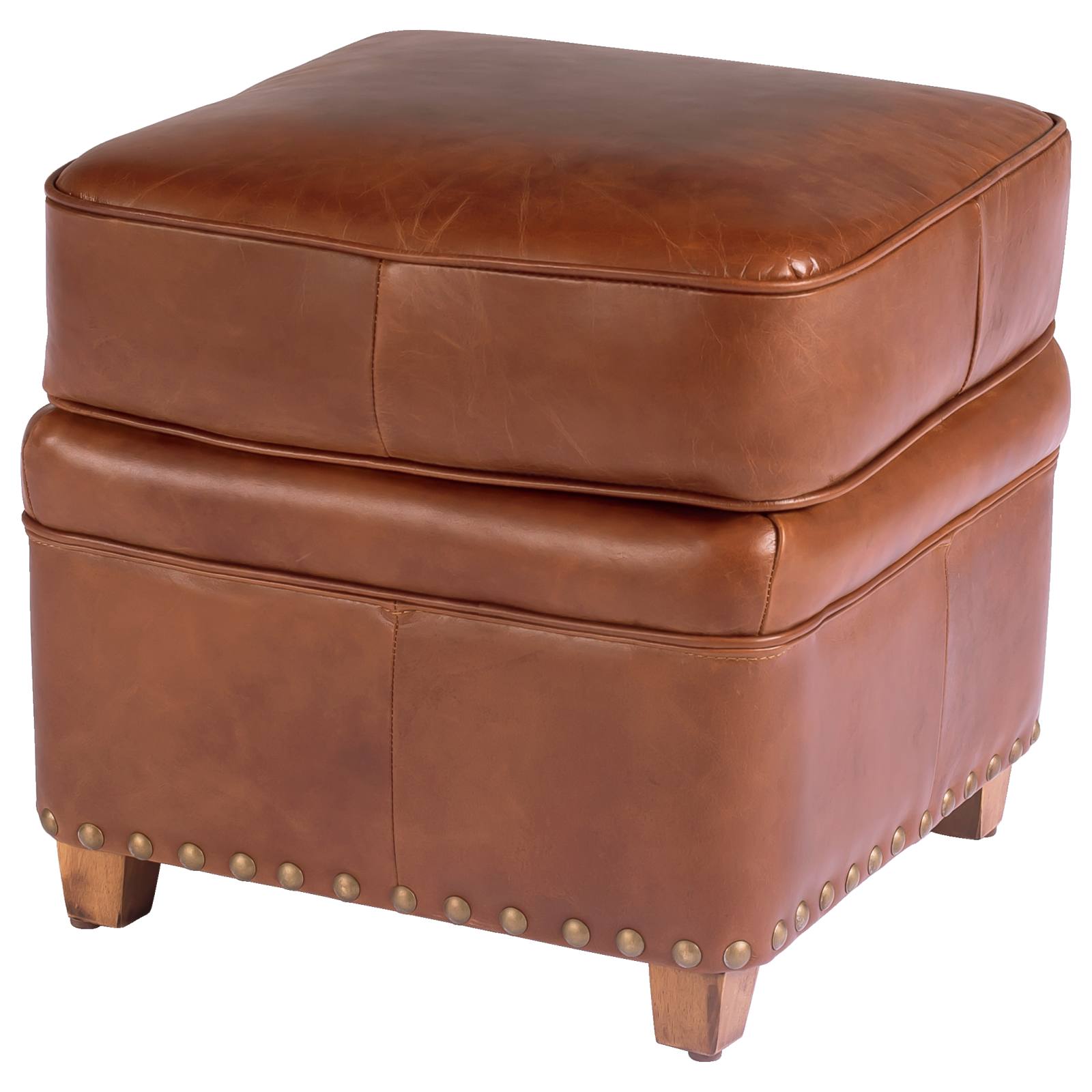 Newton Leather Ottoman, Vintage Whiskey