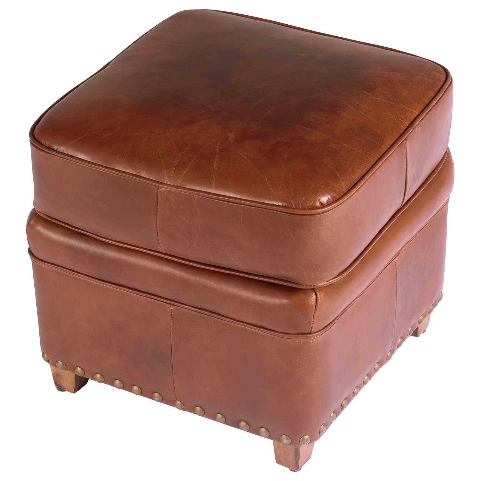 Newton Leather Ottoman, Vintage Whiskey