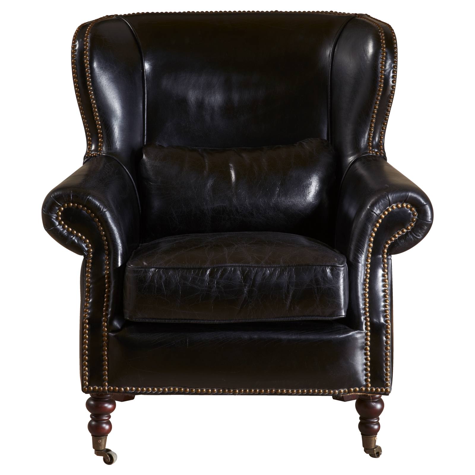 Wing Leather Armchair, Ebony Black