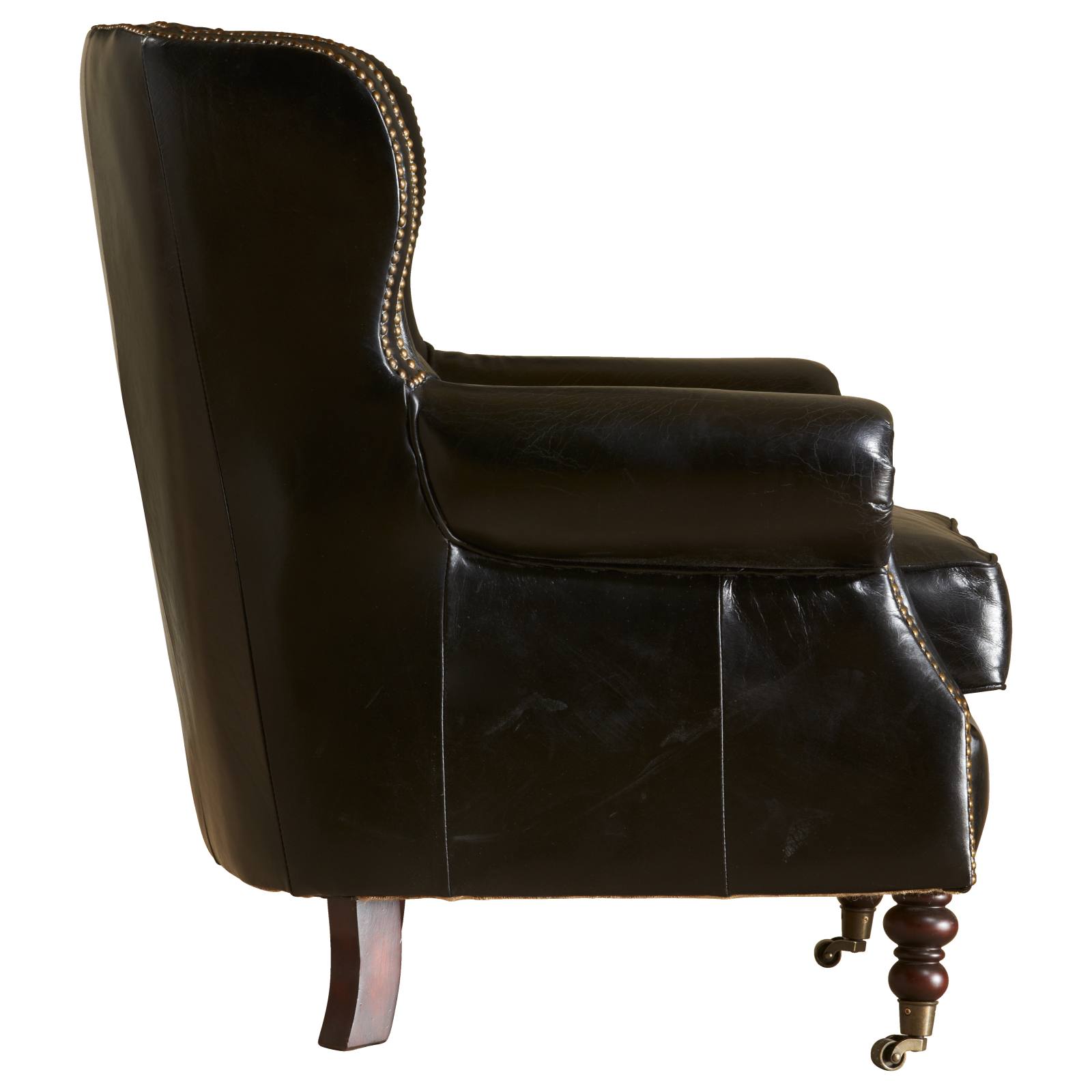 Wing Leather Armchair, Ebony Black