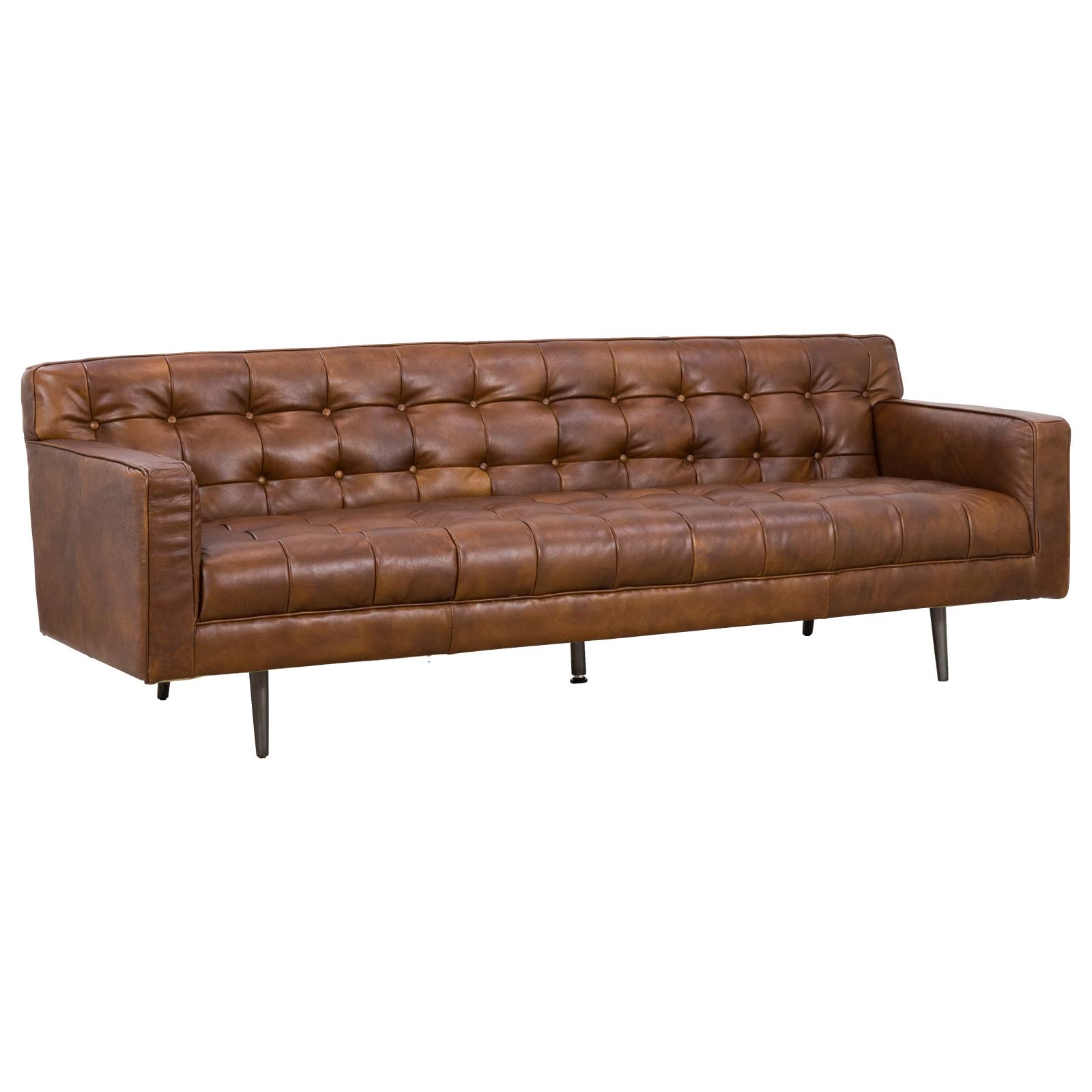 Jorden 3 Seater Leather Sofa, Sienna Brown