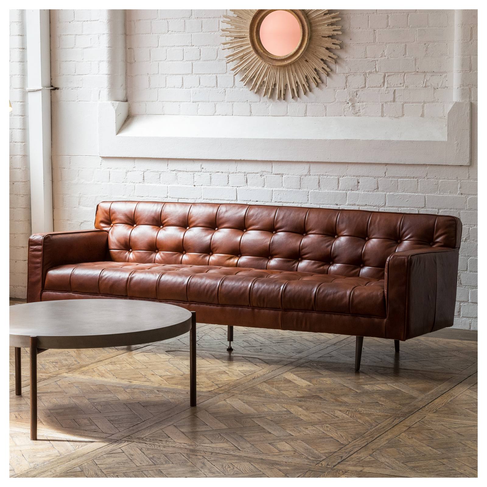 Jorden 3 Seater Leather Sofa, Sienna Brown