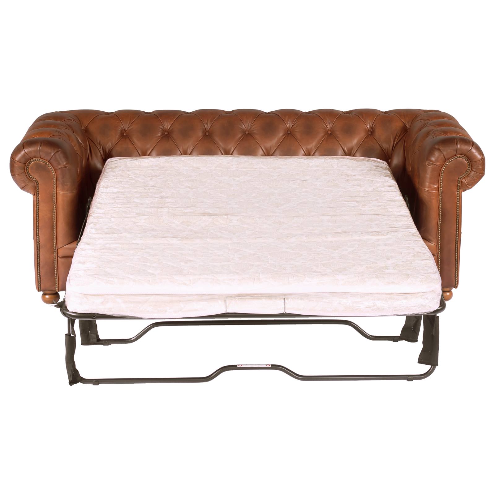 Sheffield 3 Seater Leather Sofa Bed, Vintage Whiskey