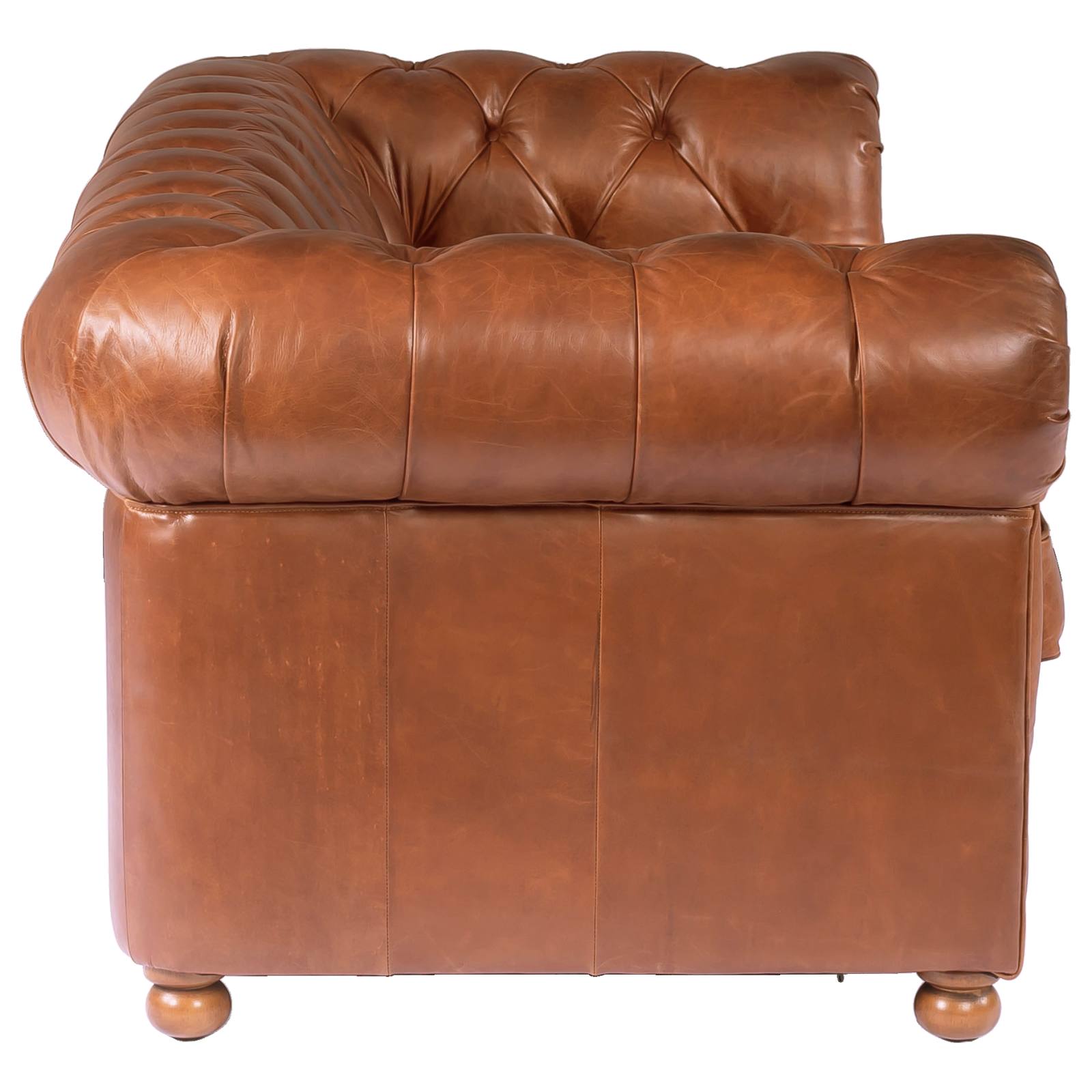 Sheffield 3 Seater Leather Sofa Bed, Vintage Whiskey