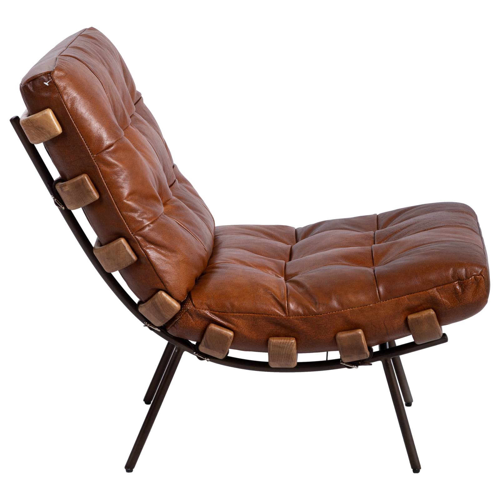 Cosma Leather Lounge Chair, Sienna Brown