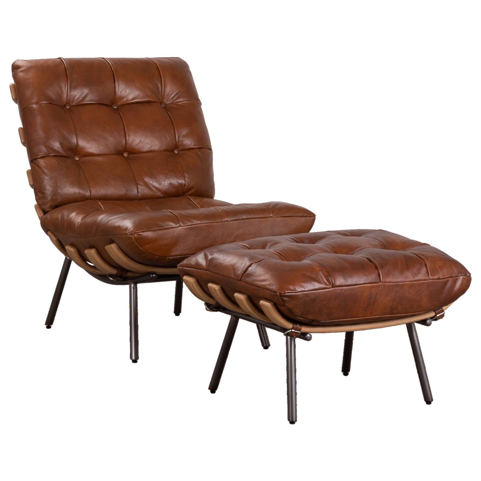 Cosma Leather Lounge Chair, Sienna Brown