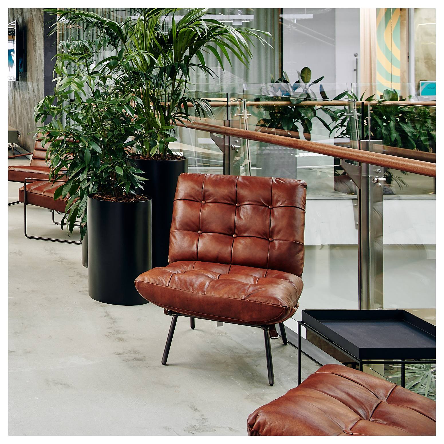 Cosma Leather Lounge Chair, Sienna Brown