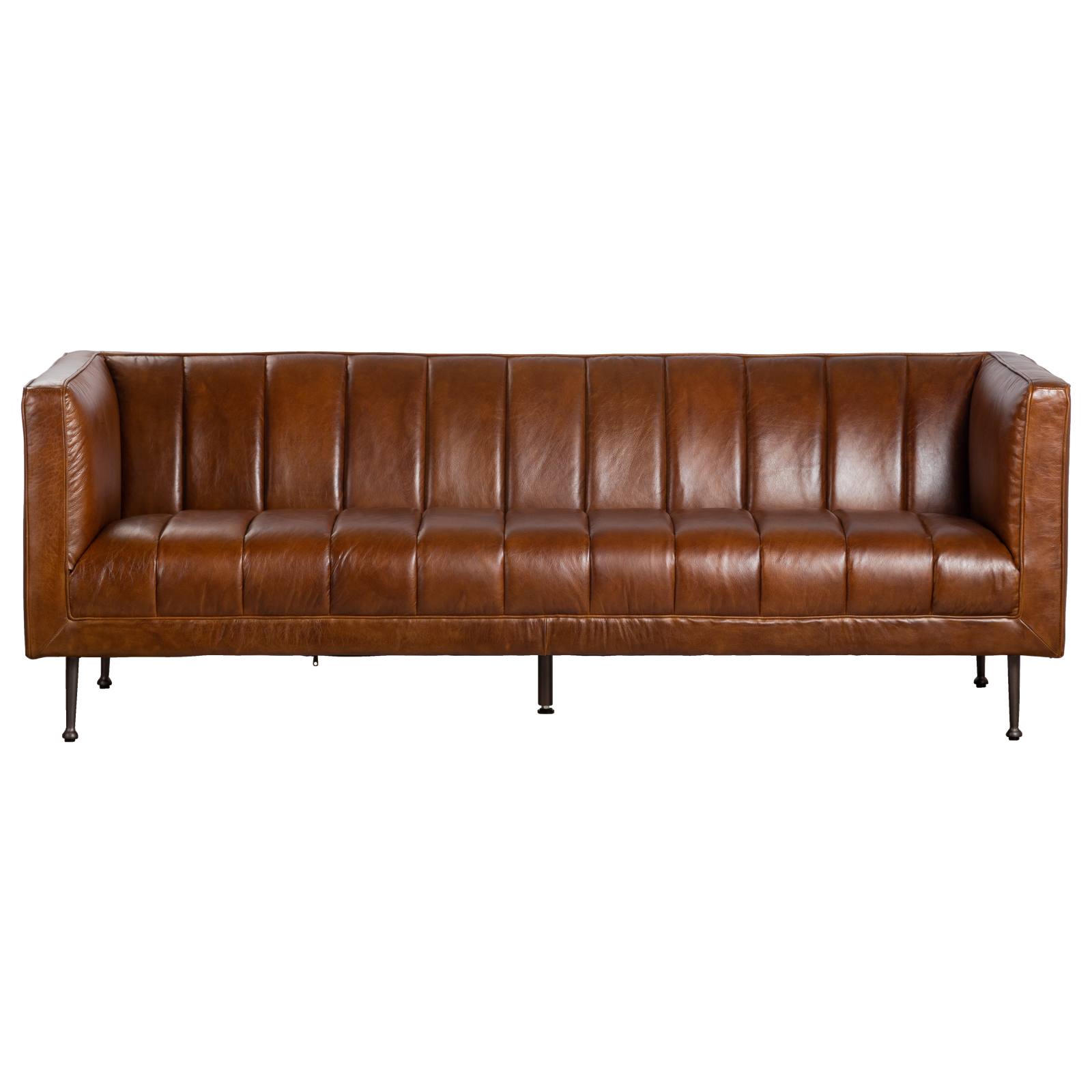 Orlando 3 Seater Leather Sofa, Havana Brown