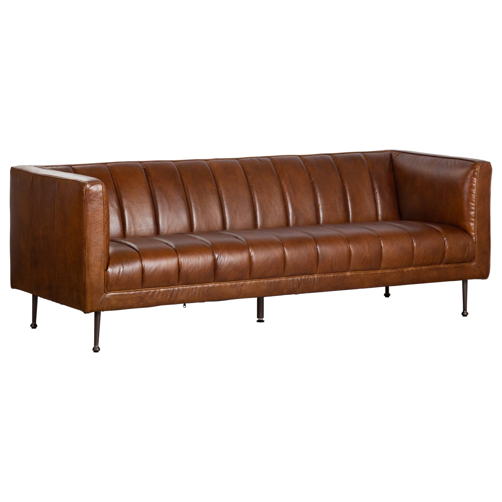 Orlando 3 Seater Leather Sofa, Havana Brown