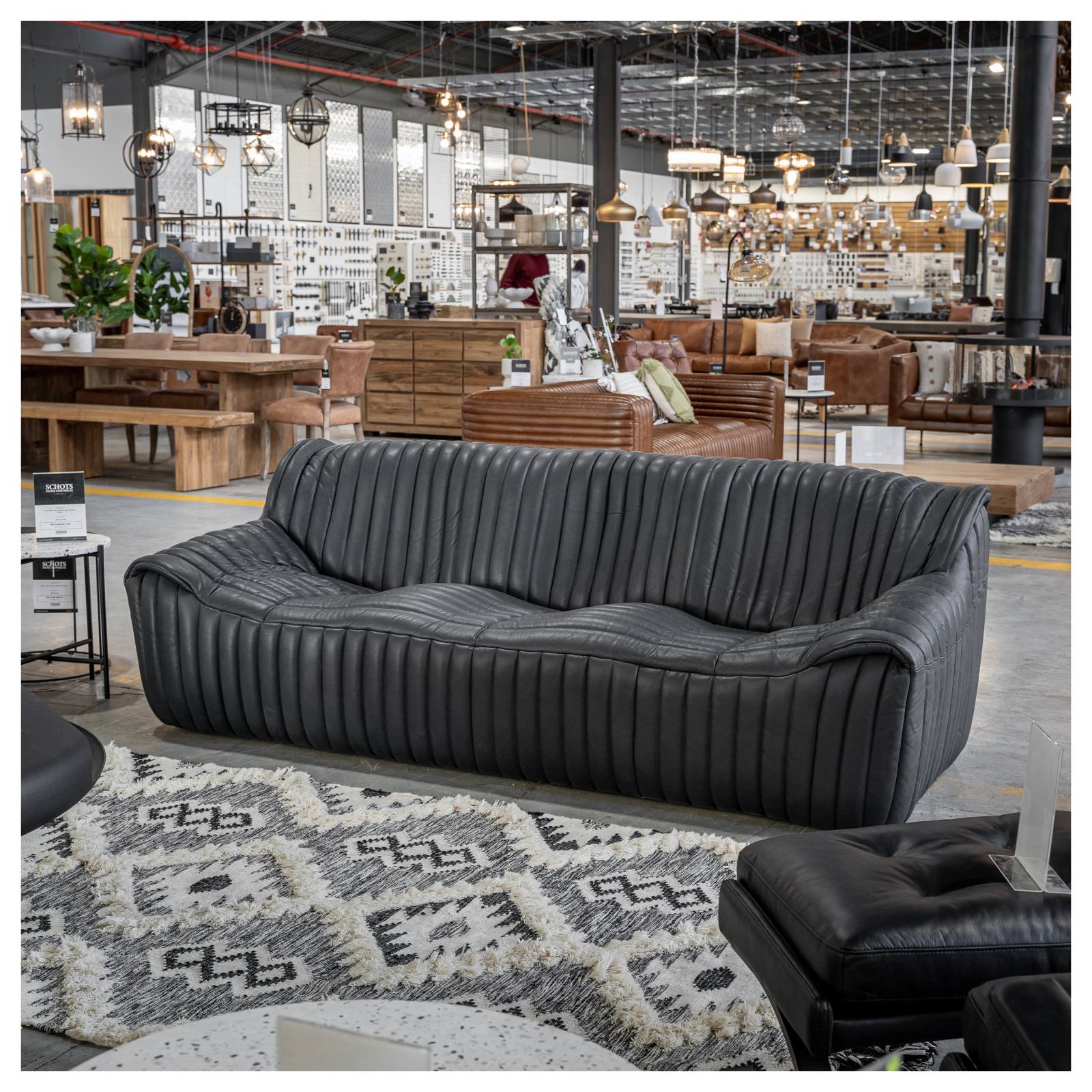 Stenson 3 Seat Sofa Leather, Santosa Black