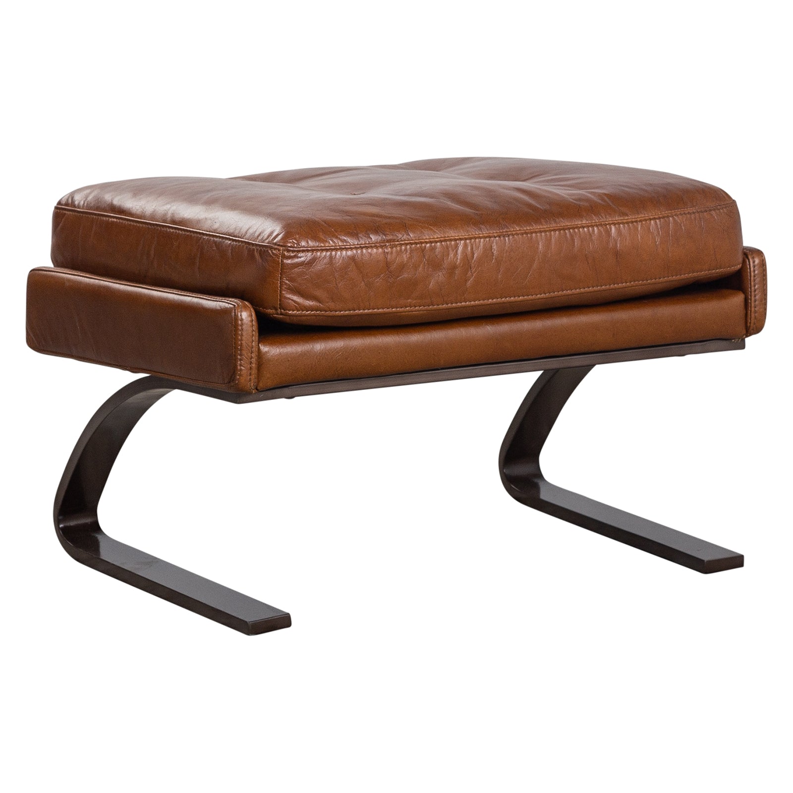 Marcel Leather Ottoman, Havana Brown
