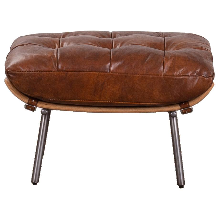 Cosma Leather Foot Stool, Sienna Brown