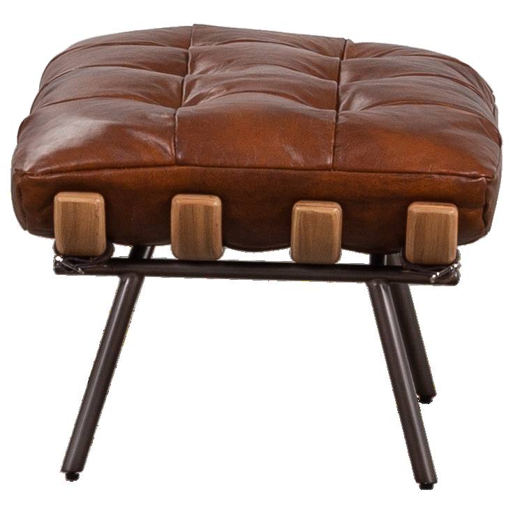 Cosma Leather Foot Stool, Sienna Brown