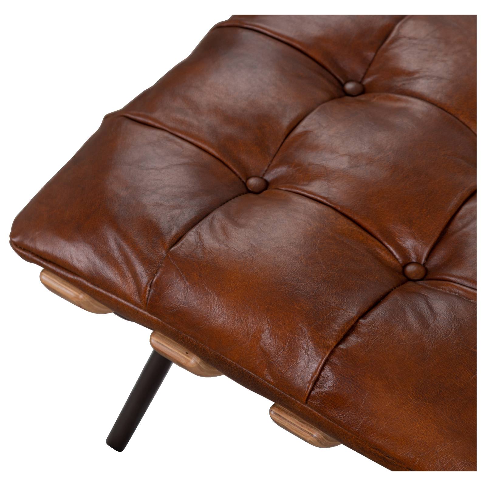 Cosma Leather Foot Stool, Sienna Brown