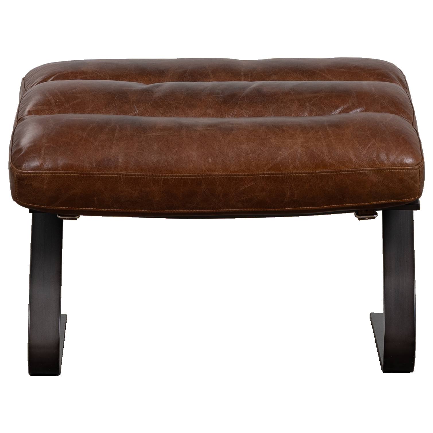 Lanna Footstool Leather Vintage Whiskey