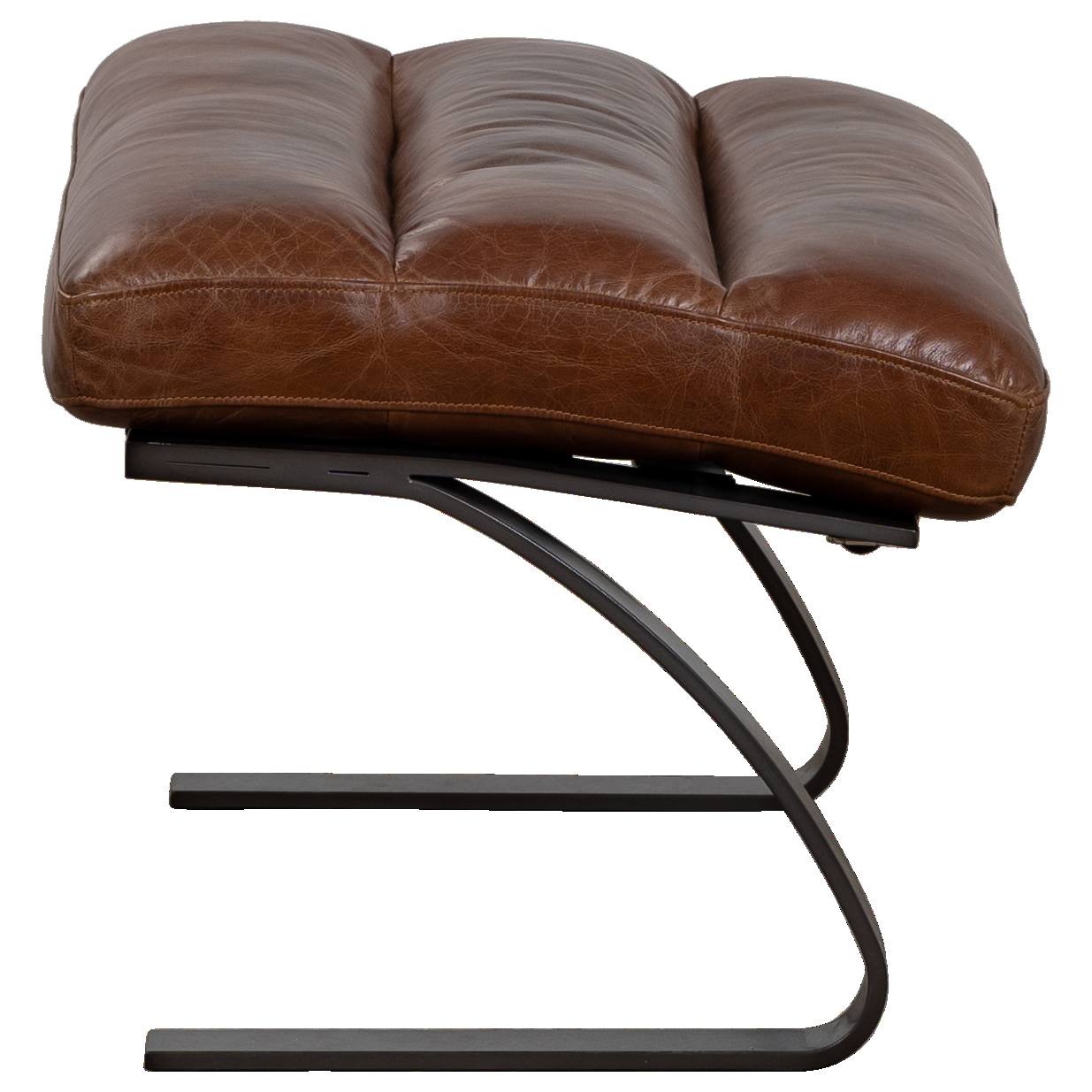 Lanna Footstool Leather Vintage Whiskey