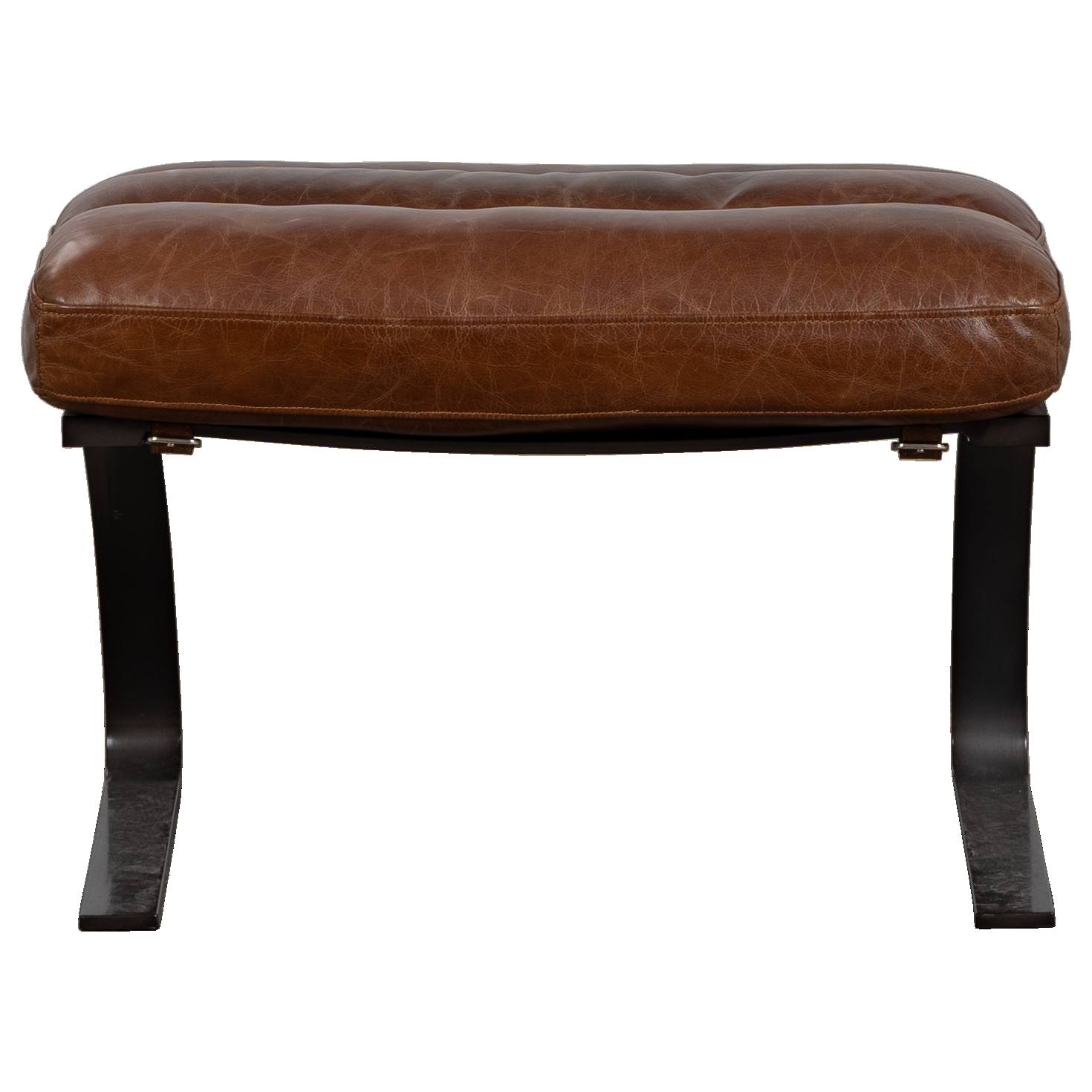 Lanna Footstool Leather Vintage Whiskey