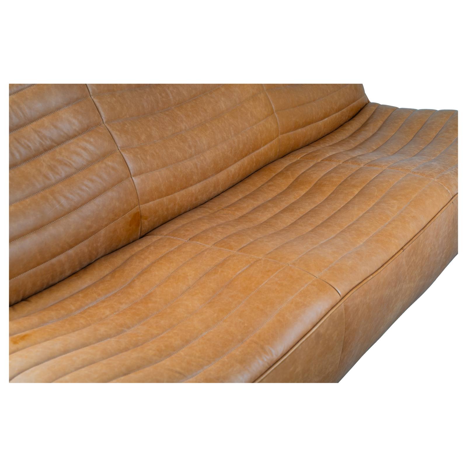 Aceno 3 Seat Hazelnut Tan Leather Sofa