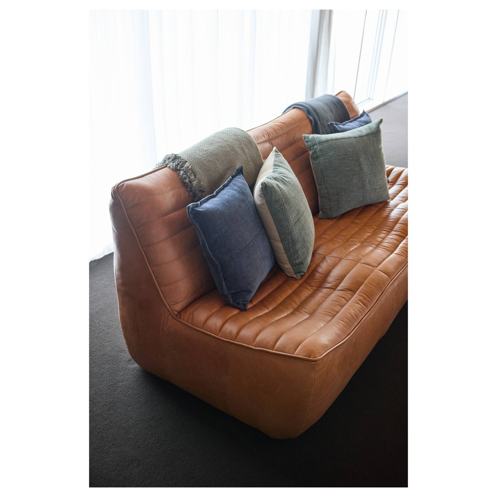 Aceno 3 Seat Hazelnut Tan Leather Sofa