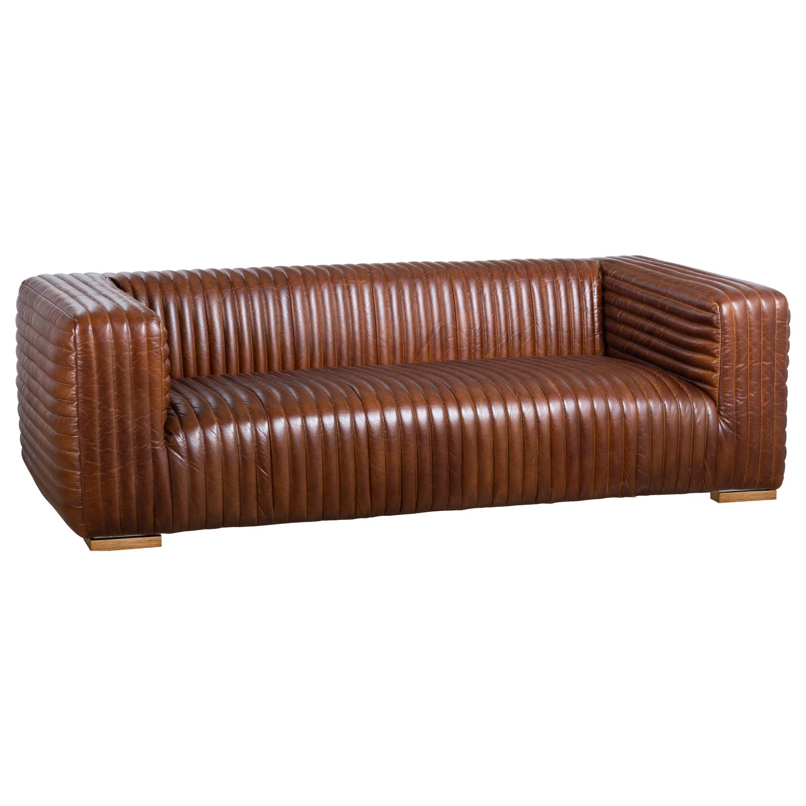 Harmon 2.5 Seat Havana Brown Leather Sofa w Timber Feet