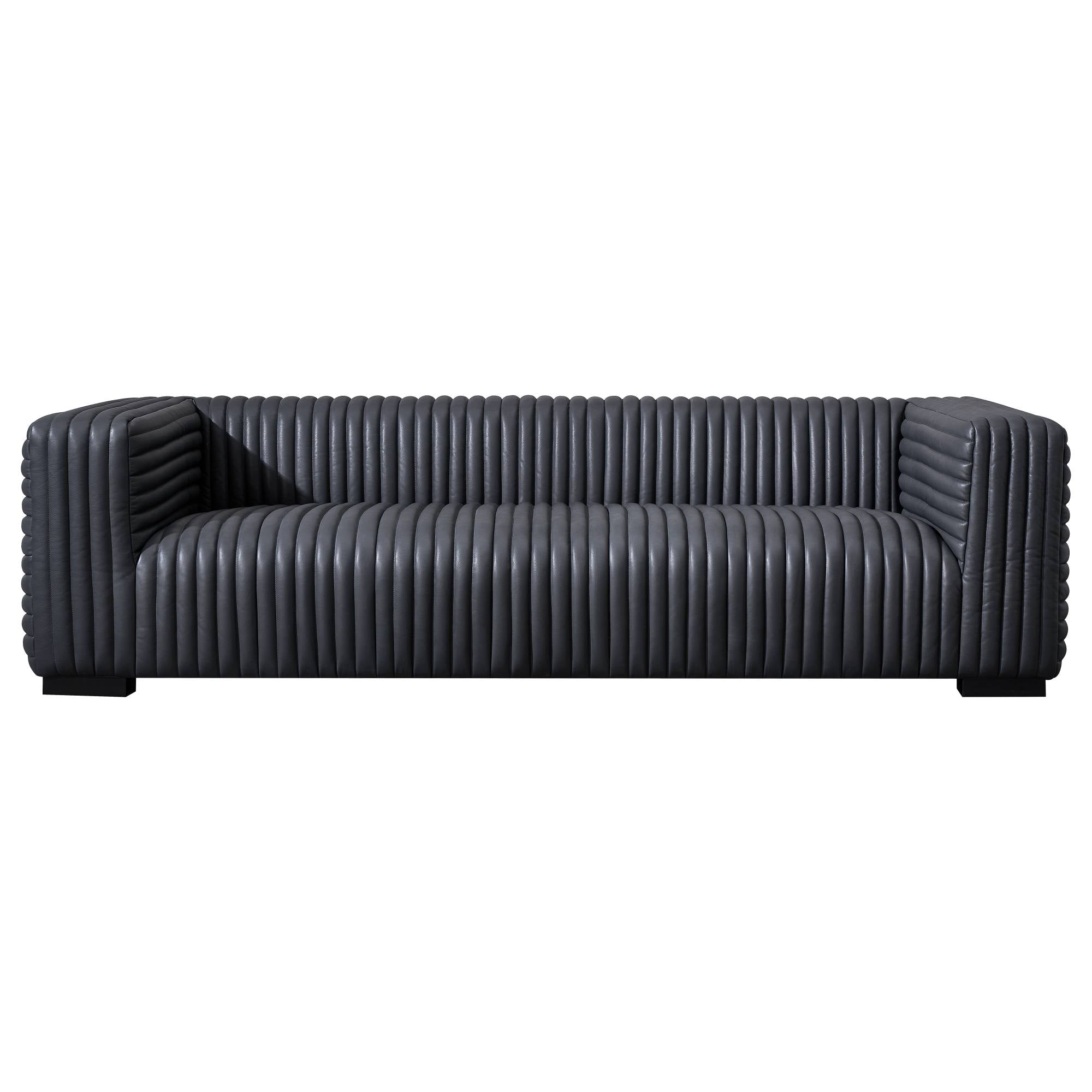 Harmon Sofa 3S Leather Timber Feet, Santosa Black