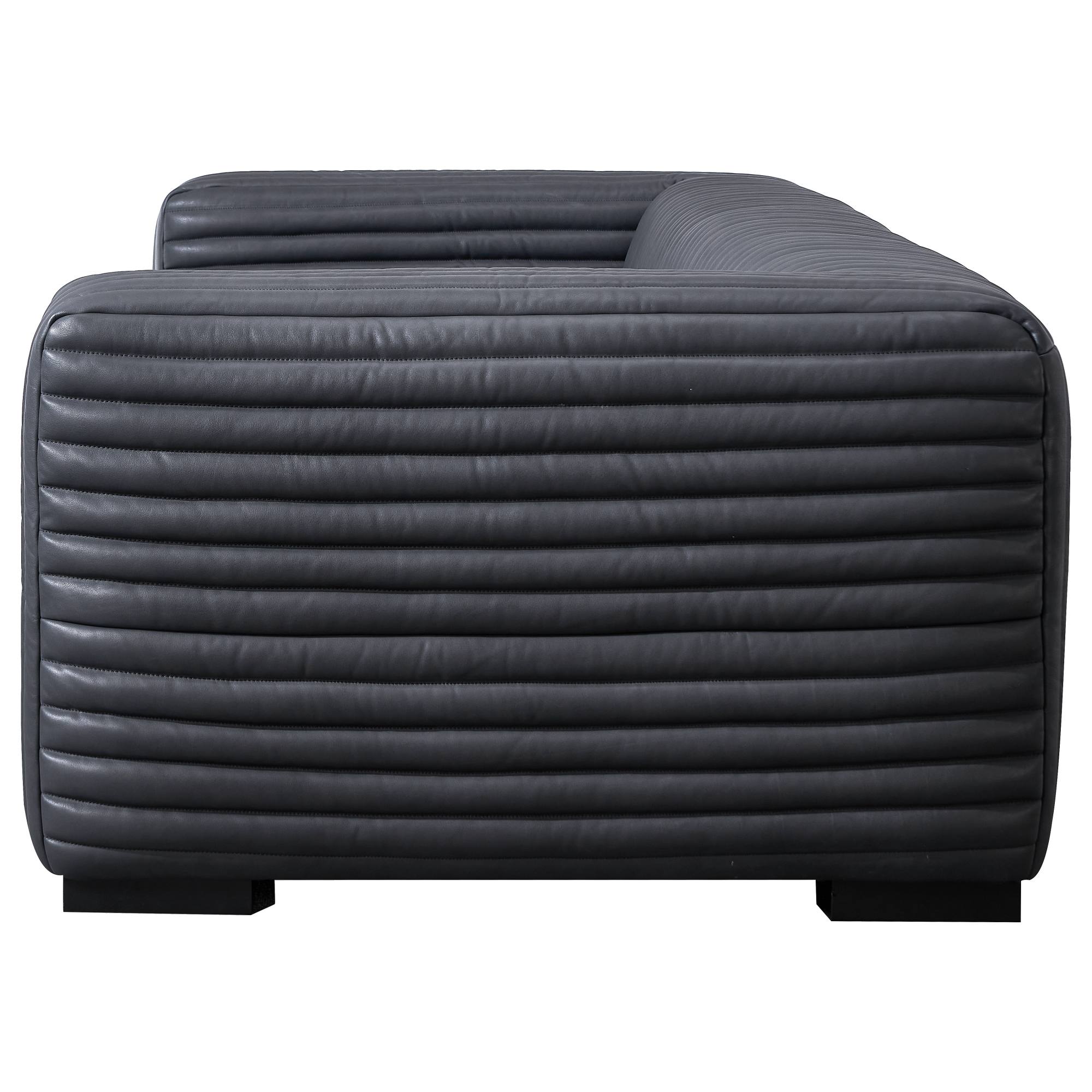 Harmon Sofa 3S Leather Timber Feet, Santosa Black