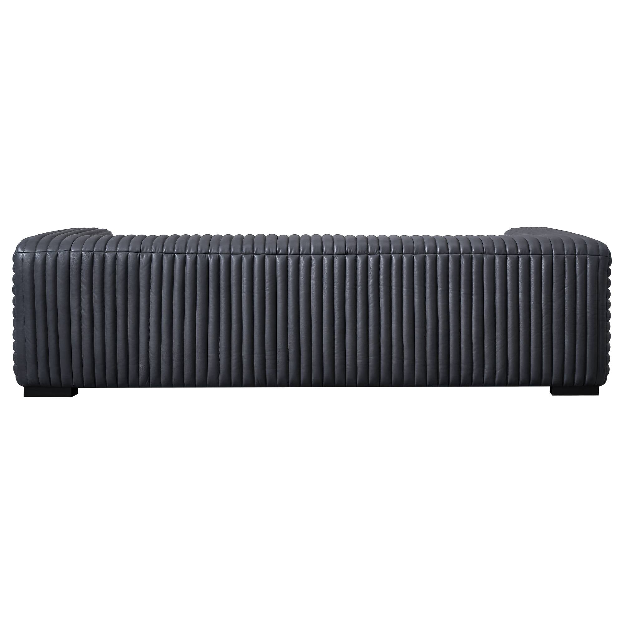 Harmon Sofa 3S Leather Timber Feet, Santosa Black