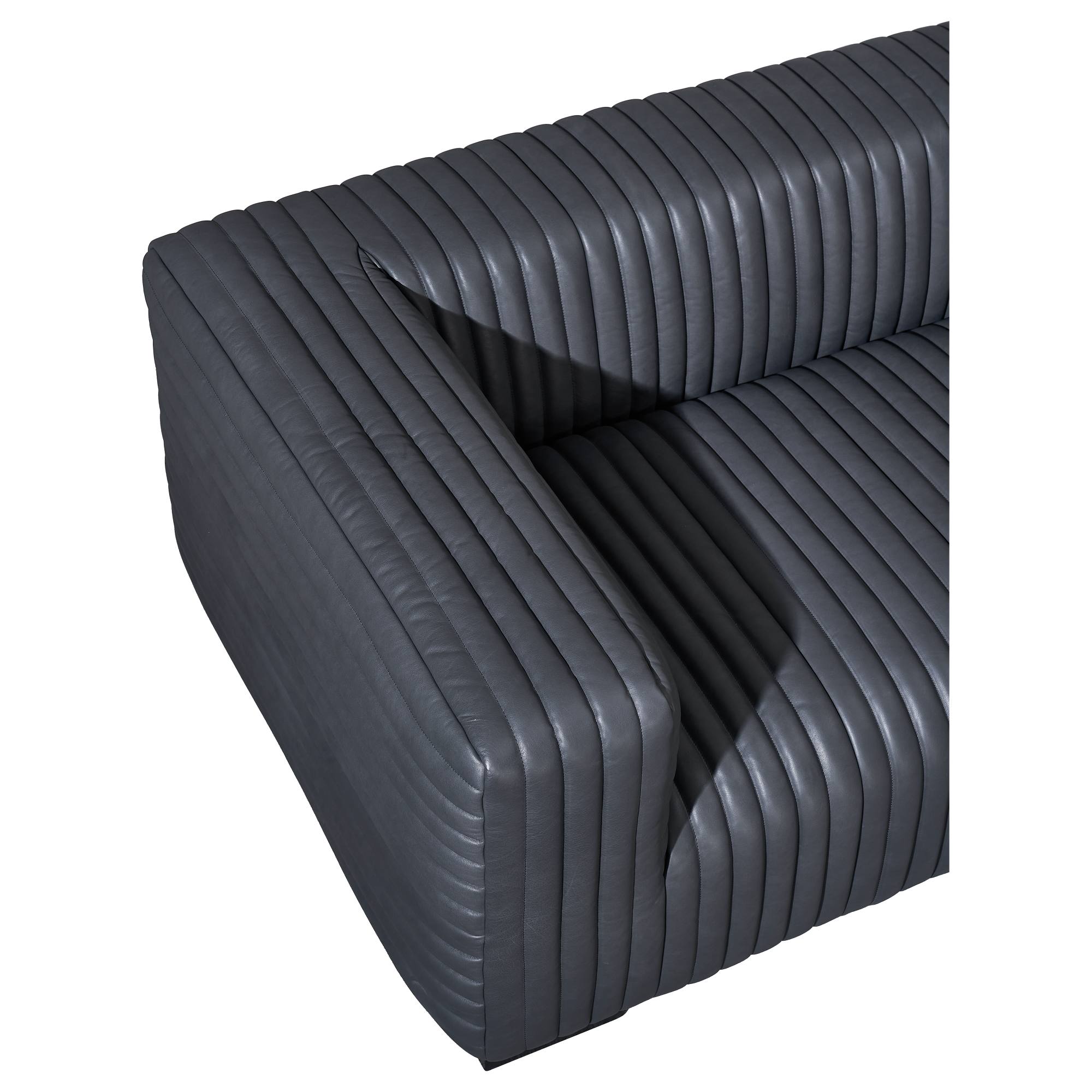 Harmon Sofa 3S Leather Timber Feet, Santosa Black