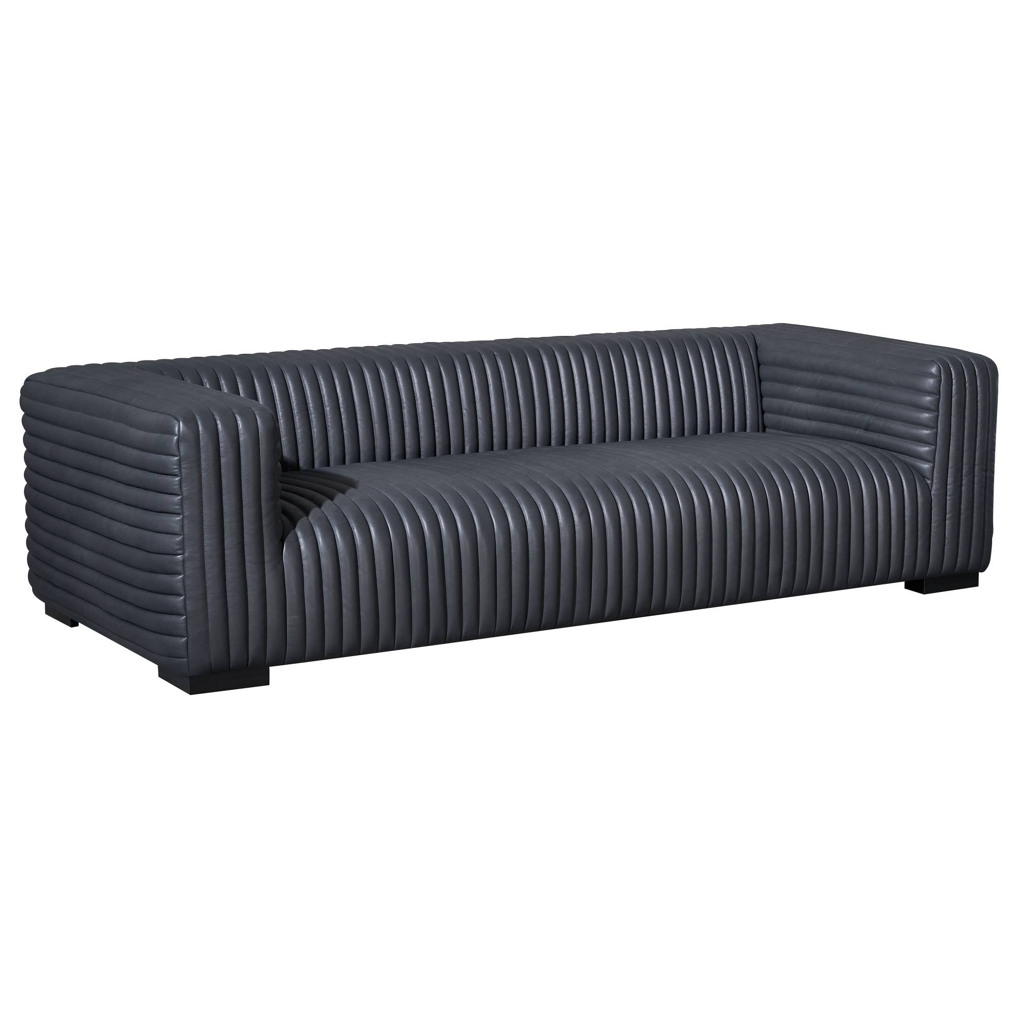 Harmon Sofa 3S Leather Timber Feet, Santosa Black