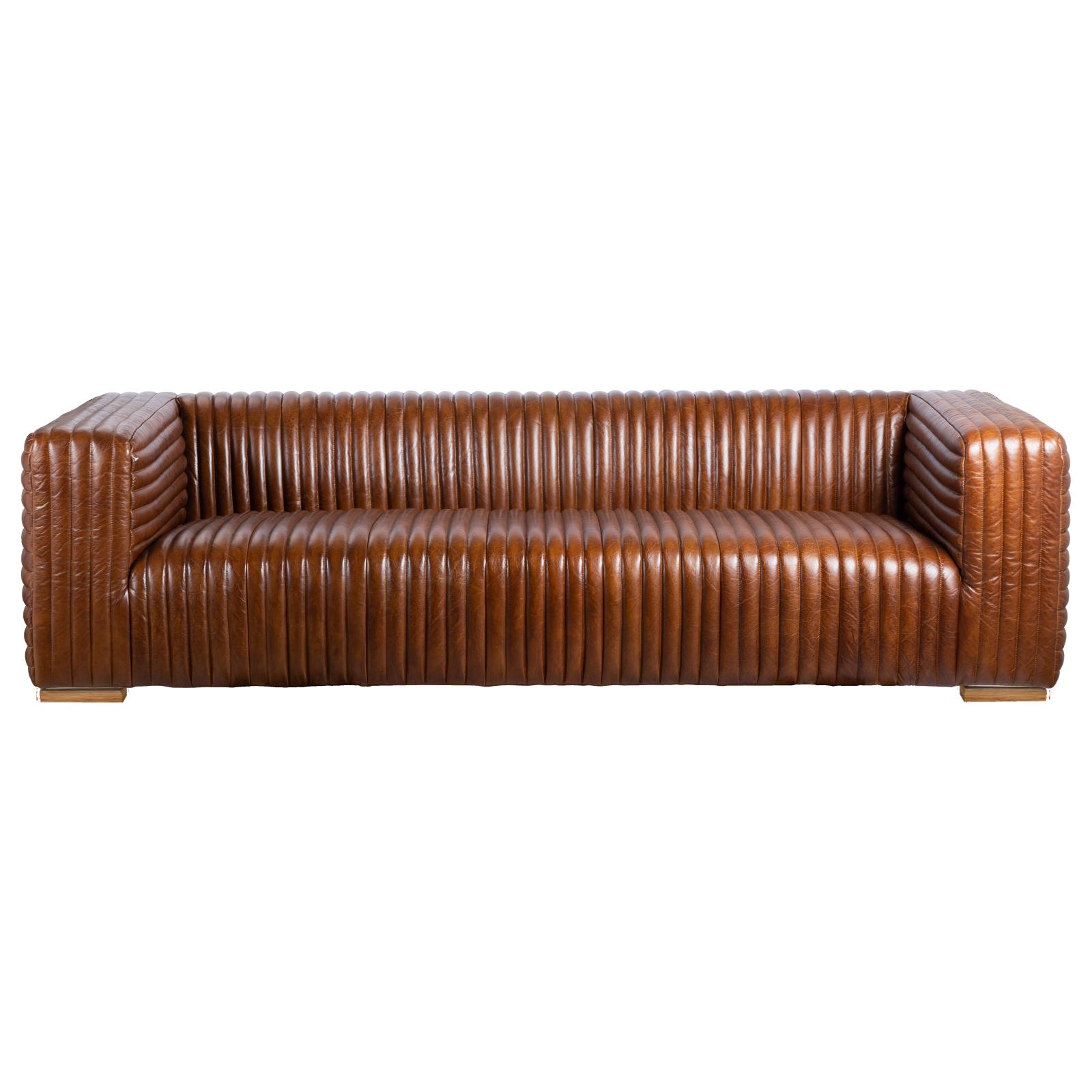 Harmon Sofa 3S Leather Timber Feet, Santosa Black