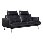 Delma 2.5 Seater Leather Sofa with removable Headrests,Â Ebony Black